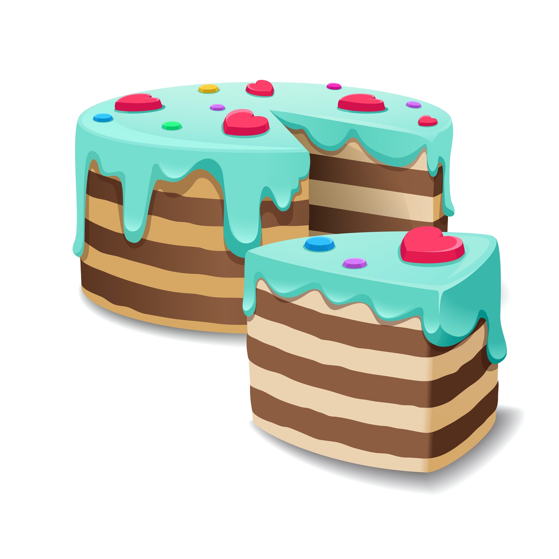 Cake and Cakes piece or pie slice vector